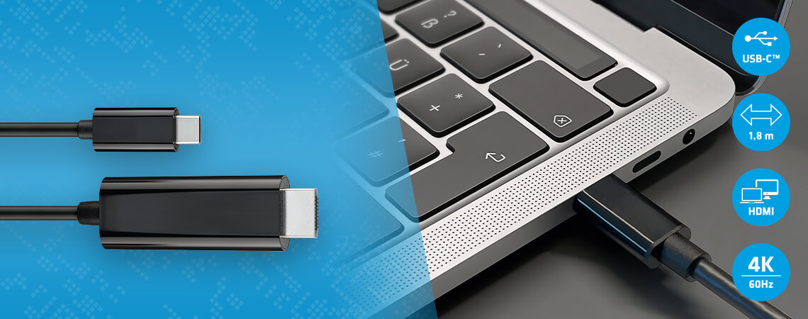 USB-C auf HDMI Stecker Adapterkabel 1,8 m schwarz