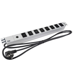 Produktbild von Steckdosenleiste 19 Zoll mit Kaltgerätedosen 8-fach Alu Rackeinbau