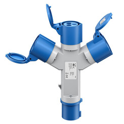 Produktbild von Camping Adapter CEE-Stecker auf 3x CEE-Kupplung