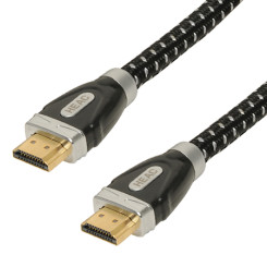 Produktbild von High Speed HDMI Kabel with Ethernet, Cotton-Mantel schwarz 1,5 m