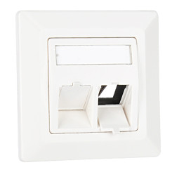 Produktbild von Leerdose Rahmenset 2-fach reinweiß für RJ45 Keystone Module