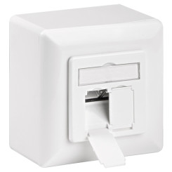 Produktbild von Netzwerkdose Cat.6a LAN Dose 2-fach RJ45 geschirmt Datendose Aufputz weiß 5 Stück