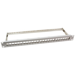 Produktbild von Patchpanel Leerblech 24-Port für Keystone Module 19 Zoll Rackeinbau lichtgrau