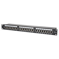 Produktbild von Patchpanel / Patchfeld 24-Port Cat.6 schwarz Rackeinbau