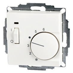 Produktbild von Raumtemperaturregler mit Schalter Unterputz 55x55 reinweiß matt