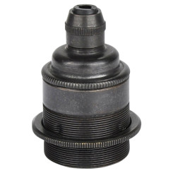 Produktbild von Retro Lampenfassung E27 Metall Schwarz mit Klemmnippel