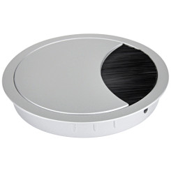 Produktbild von Schreibtisch Kabeldurchführung Metall silber mit Bürstendurchlass 80 mm