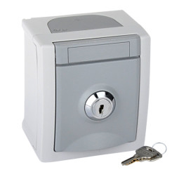 Produktbild von Steckdose absperrbar Aufputz Feuchtraum IP54 grau