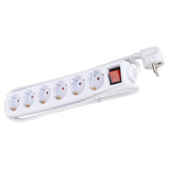 Produktbild von Steckdosenleiste 6-fach mit Schalter weiß 5 m