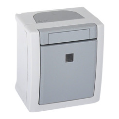 Produktbild von Taster beleuchtet Aufputz Feuchtraum IP54 grau