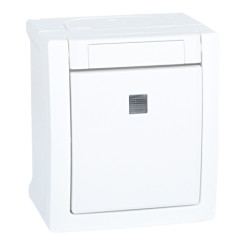 Produktbild von Taster beleuchtet Aufputz Feuchtraum IP54 weiß