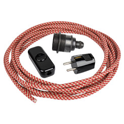 Produktbild von Textilkabel Retro Lampen Set 4-teilig 5 m Rot