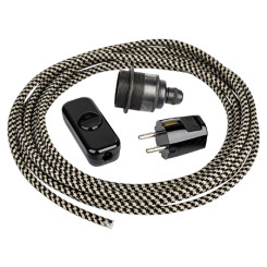 Produktbild von Textilkabel Retro Lampen Set 4-teilig 5 m Schwarz