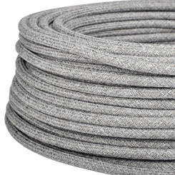 Produktbild von Textilkabel Stoffkabel 3x1,5 mm² Canvas Jute grau 5 m