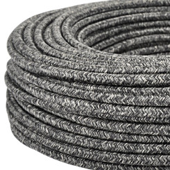 Produktbild von Textilkabel Stoffkabel 3x0,75 mm² Canvas Jute schwarz 10 m