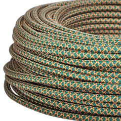 Produktbild von Textilkabel Stoffkabel 3x0,75 mm² dunkelgrün kupfer Gitter 3 m