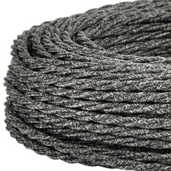 Produktbild von Textilkabel Stoffkabel gedreht 3x0,75 mm² Canvas Jute schwarz Meterware
