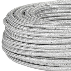 Produktbild von Textilkabel Stoffkabel 3x0,75 mm² Glitter silber 5 m