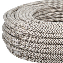 Produktbild von Textilkabel Stoffkabel 3x0,75 mm² Jute braun Zick Zack 3 m