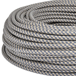 Produktbild von Textilkabel Stoffkabel 3x0,75 mm² Jute grau gestreift