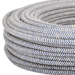 Produktbild von Textilkabel Stoffkabel 3x0,75 mm² Jute jeansblau Zick Zack 3 m