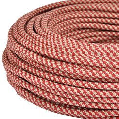 Produktbild von Textilkabel Stoffkabel 3x0,75 mm² Jute rot gestreift Meterware