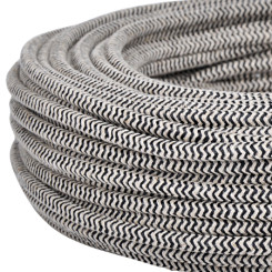 Produktbild von Textilkabel Stoffkabel 3x0,75 mm² Jute schwarz Zick Zack 10 m