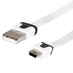Produktbild von USB 2.0 Flachkabel A-Stecker, Mini-B-Stecker weiß 2 m