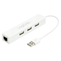 Produktbild von LogiLink USB 2.0 Fast Ethernet zu RJ45 Adapter mit 3-Port USB Hub