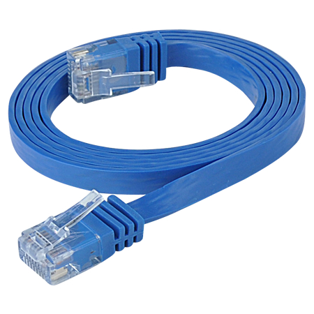 Cat.6 Patchkabel RJ45 LAN Kabel flach slim UTP blau 3 m