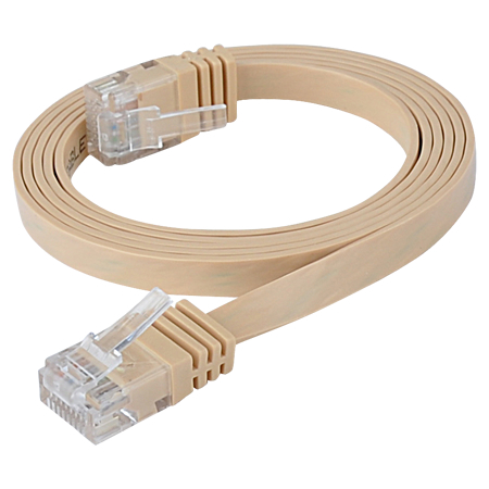 Cat.6 Patchkabel RJ45 LAN Kabel flach slim UTP hellbraun 1,5 m