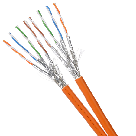 Cat.7 Netzwerkkabel Duplex Verlegekabel 1000 MHz S/FTP PIMF orange 100 m Ring