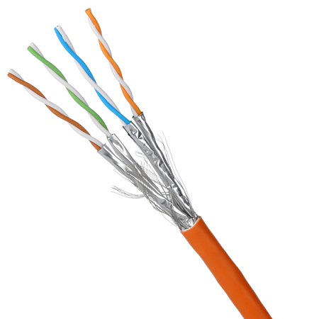 Cat.7 Netzwerkkabel Verlegekabel 1000 MHz S/FTP PIMF orange Meterware