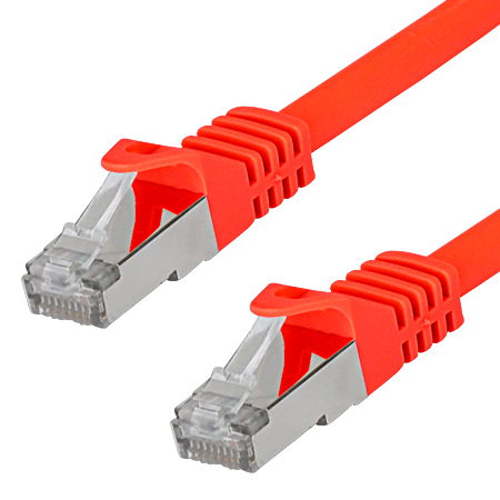 Patchkabel Cat.7 LAN Kabel RJ45 Cat.6a Stecker rot 0,25 m