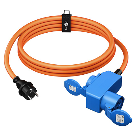 CEE Adapterleitung Schuko-Stecker auf 90° CEE-Kupplung + Schuko 1,5 m