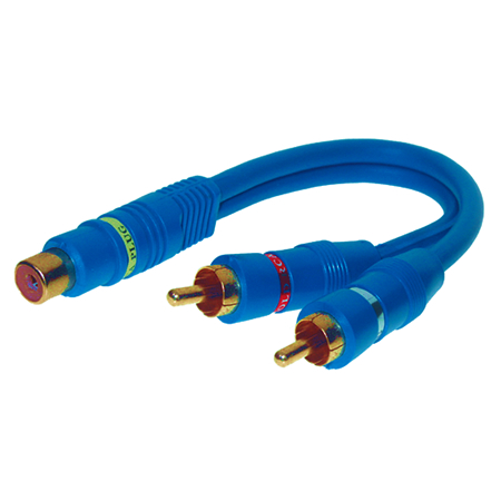 Cinch Y-Kabel Buchse 2xStecker blau