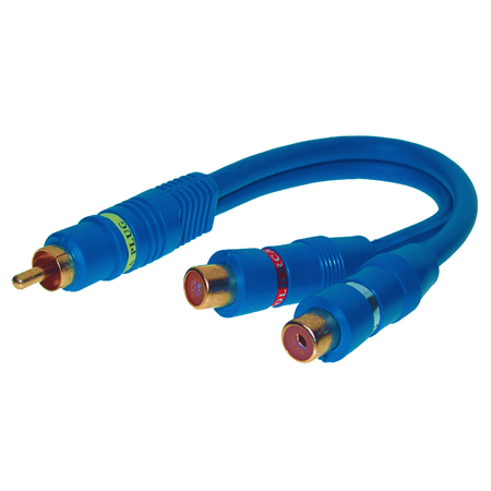 Cinch Y-Kabel Stecker 2xBuchse blau