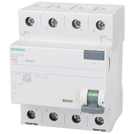FI-Schalter 40 A 4-polig 30 mA Typ A FI-Schutzschalter Siemens 5SV3344-6