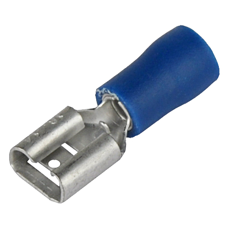Stecker Kabelschuhe vollisoliert 100 Stück Nylon 6,3mm blau Flachsteckhülsen 