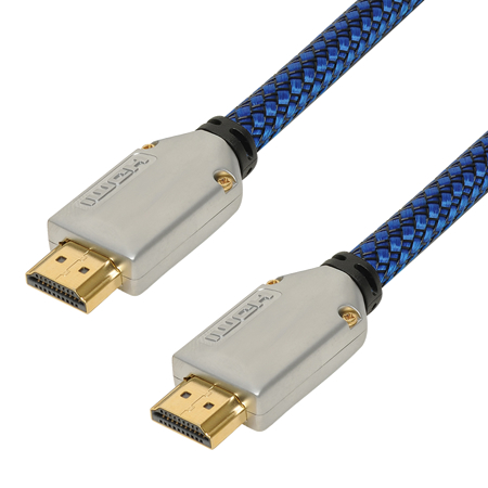 High Speed HDMI Kabel with Ethernet, Cotton-Mantel blau 5 m