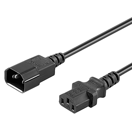 Kaltgeräte Verlängerung Stecker C14, Buchse C13 schwarz 1,5 m