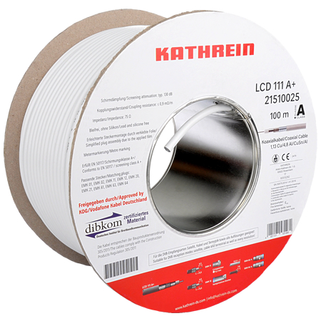 Kathrein LCD 111 A+ Koaxialkabel 130 dB weiß 25 m
