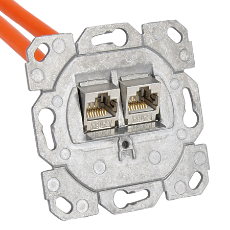 Keystone Netzwerkdose mit Cat.6a Modulen kompatibel mit Schalterprogrammen TAE