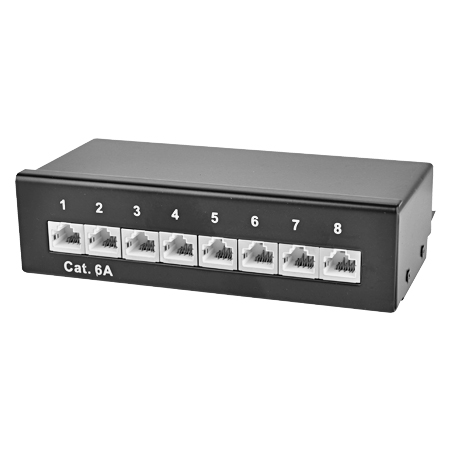 Mini Patchpanel 8-Port Cat.6a schwarz