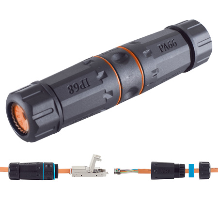 Outdoor LSA Kabelverbinder Cat.6a wasserdicht IP68 Netzwerkkabel verlängern