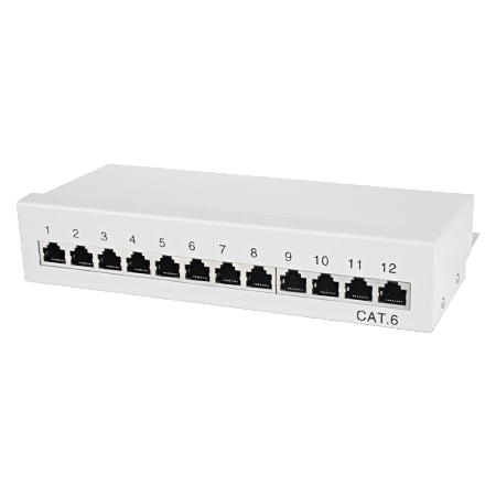 Patchfeld / Patchpanel 12-Port Cat.6 lichtgrau