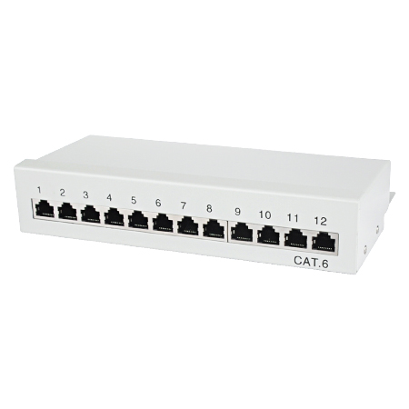 Patchfeld / Patchpanel 12-Port Cat.6 lichtgrau