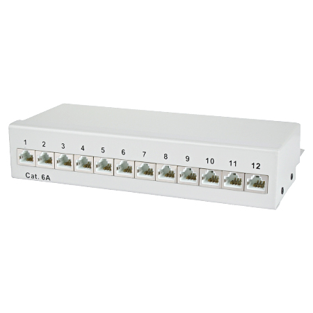 Patchfeld / Patchpanel 12-Port Cat.6a lichtgrau