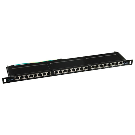 Patchpanel / Patchfeld 24-Port Cat.6 schwarz Rackeinbau Flat