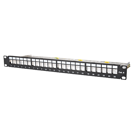 Patchpanel Leerblech 24-Port für Keystone Module 19 Zoll Rackeinbau schwarz